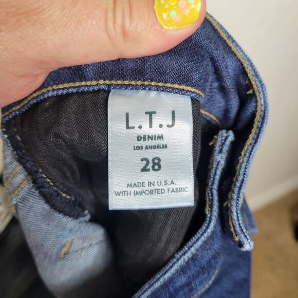 L.T.J. Letter to Juliet Size 28 Dark Verona Raw Frayed Step Diagonal Hem Jeans - Picture 8 of 10